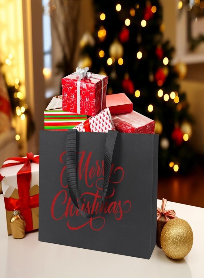 Xloey Black Gift Bags with Handles,6 Pcs 12.6"x4"x8.7" Black Gift Bag,Paper Shopping Bags with Ribbon Handles,for Merchandise Business,Retail,Valentine's Day, Birthday,Wedding,Christmas,Party - Image 4